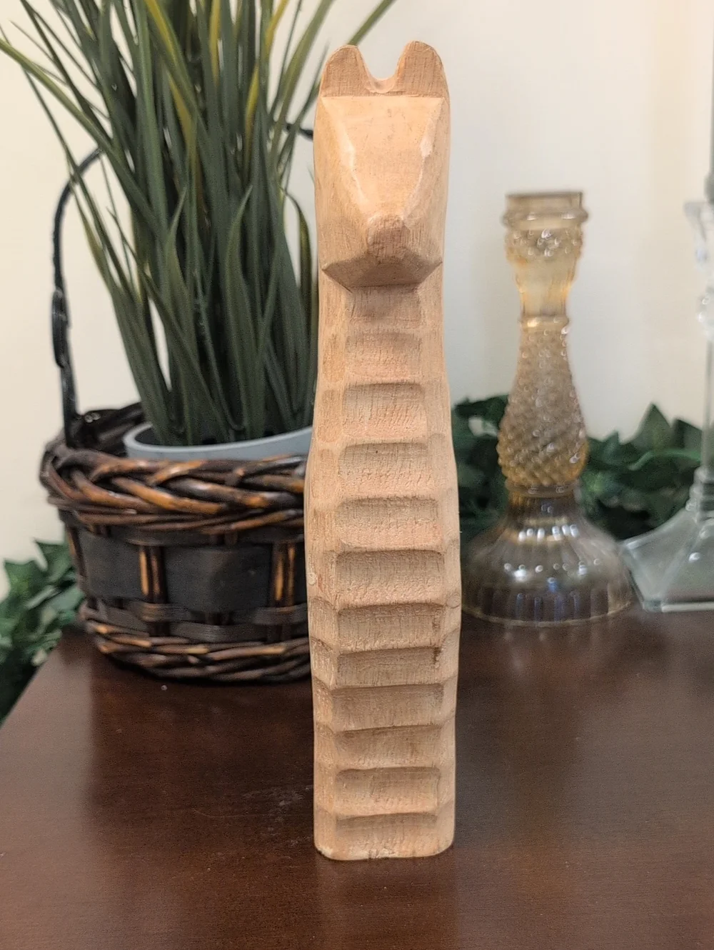 Alpaca Llama Natural Wood Statue